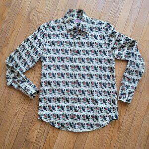 Coton Doux Men's Geometric Print Long Sleeve Button Up Shirt Size M